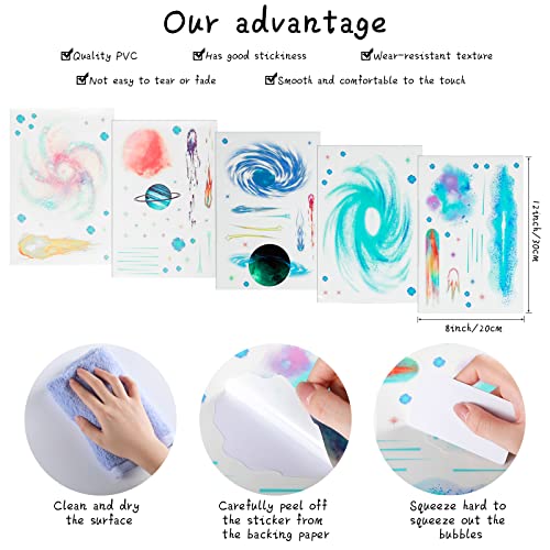 Glow in The Dark Stars Comets and Planets Galaxy Wall Stickers for Ceilings Glow in The Dark Wall Decals Removable Universe Home Decor for Bedroom