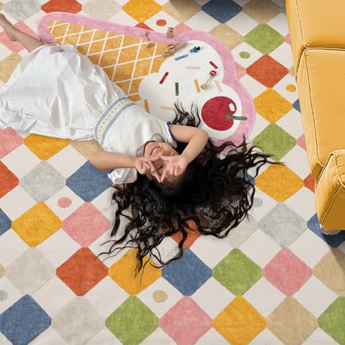 7x9 Area Rug Washable Kids Rug Colorful Classroom Playroom Mat (63 Sq Ft)