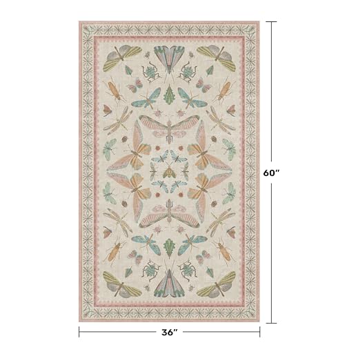 3x5 Flower Area Rug for Girls Bedroom (15 Sq Ft)