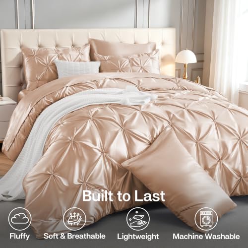 Satin Twin XL Comforter Set Champagne