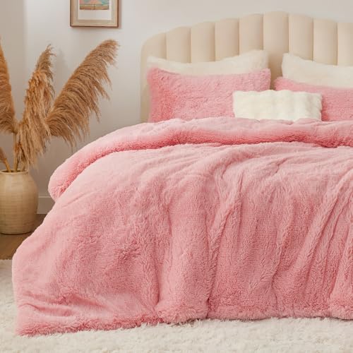 Pink Fluffy Comforter Set Queen