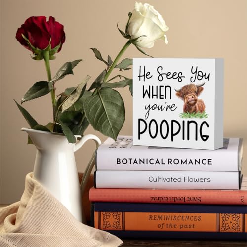 Funny Highland Cow Bathroom Decor Are You Pooping Sign Highland Cow Gifts for Women Highland Cow Nursery Decor