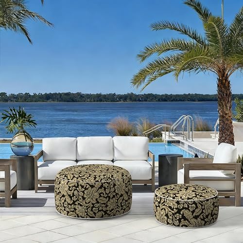 Indoor Outdoor Inflatable Ottoman with Handle D21 x H9 Inch