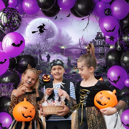 7x5ft Purple Halloween Backdrop Spooky Photography Background