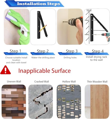 Clothes Drying Rack Wall Mounted (2 Count)