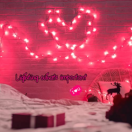 Clear Christmas Pink String Lights 100 Count 20 Feet (26.5 Foot)