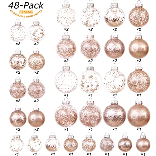 48 Pack Assorted Clear Christmas Ball Ornaments (48 Count)