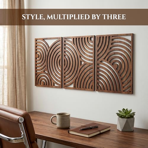 Modern Wooden Wall Sculptures (3 Count)