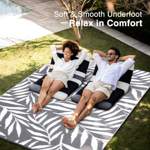 Outdoor Rug 8x10 ft Waterproof Reversible Leaf Mat