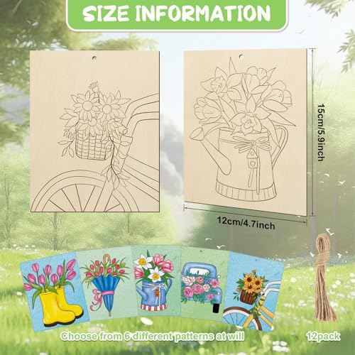 10 Pieces Large Spring Unfinished Wood Crafts to Paint for Adults