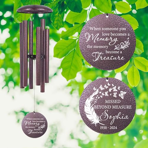 36" Large Deep Tone Personalized Sympathy Wind Chimes