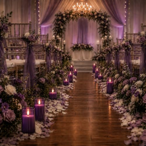 Purple Glass Flameless Candles
