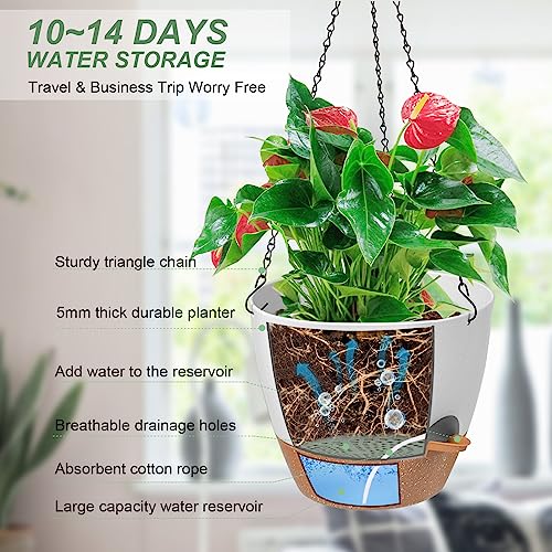 12 Inch Self Watering Hanging Planters for Indoor Outdoor Plants