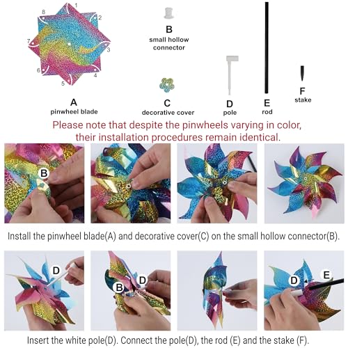 10 Pack Reflective Pinwheels Patriotic Decorations (10 Count)