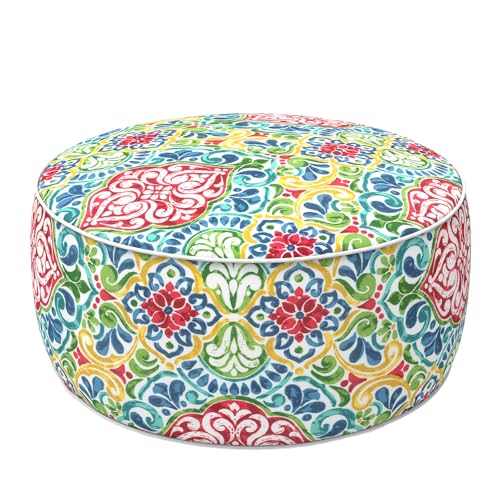Indoor Outdoor Inflatable Ottoman with Handle D21 x H9 Inch