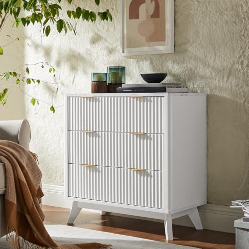 32" Large Fluted Nightstand with 3 Drawers