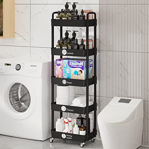 5 Tier Rolling Cart with Wheels