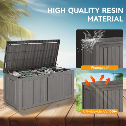 160 Gallon Outdoor Storage Box Waterproof Deck Box for Patio