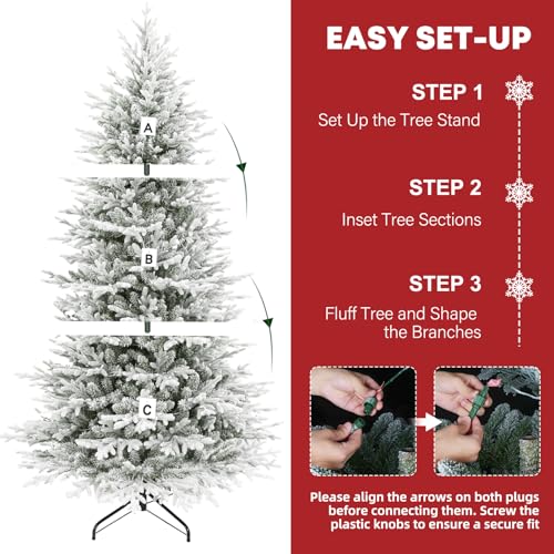 9 ft Prelit Flocked Christmas Tree with Realistic PE Foliage