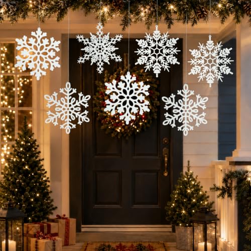 Large Snowflakes Ornaments for Outdoor Indoor Christmas Tree Decorations (6 Count)