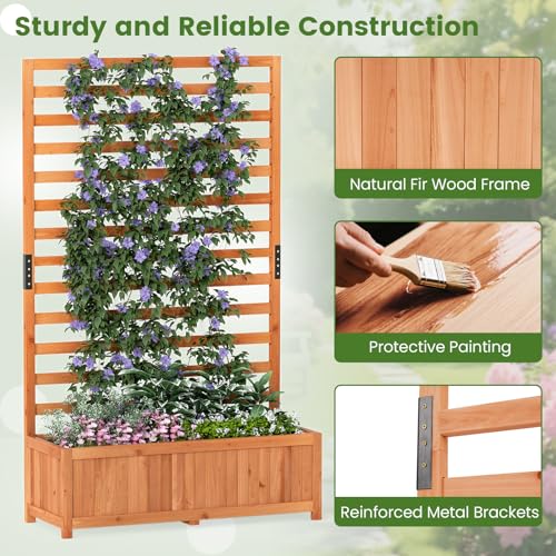 59" Raised Garden Bed with Trellis & Detachable Base Panel