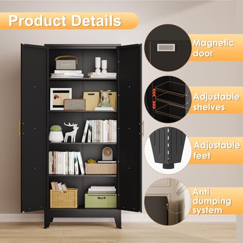 71" H Metal Kitchen Pantry Storage Cabinet