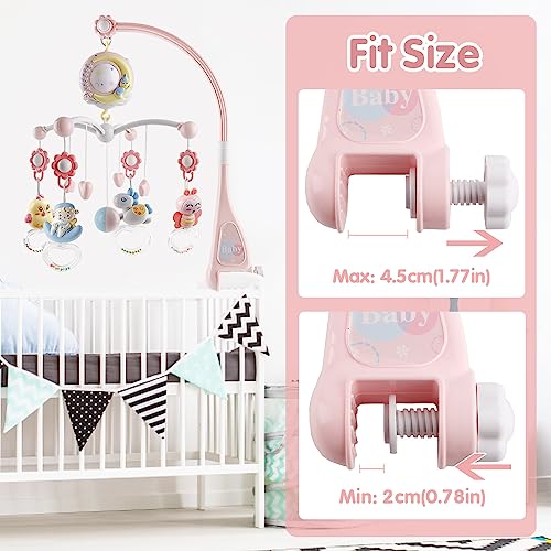 Baby Crib Mobile with 150 Melodies & Projector Pink