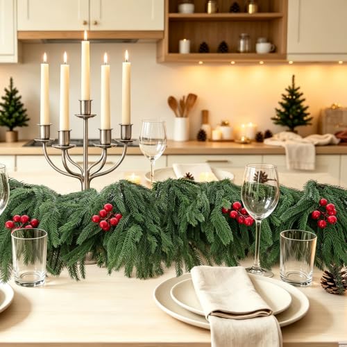 24 Pcs Artificial Norfolk Pine Branches Faux Christmas Stems (24 Count)
