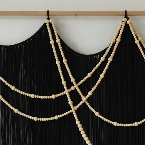 Macrame Wall Hanging Black Yarn Tapestry Boho Fiber Art Decor 57"W*43"L