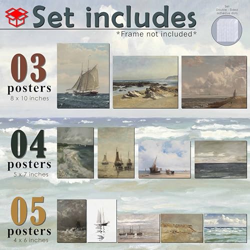 12 Pcs Unframed Vintage Coastal Art (12 Count)