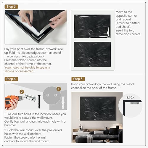 46"x72" Extra Large Framed Wall Art Monochrome Fish Silhouettes Illustration for Home Living Room Bedroom Decor
