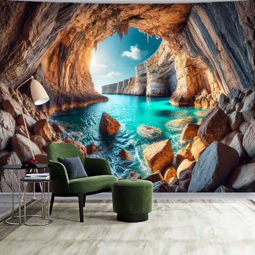 Nature Tapestry Forest Tree Sea Cave Wall Hanging