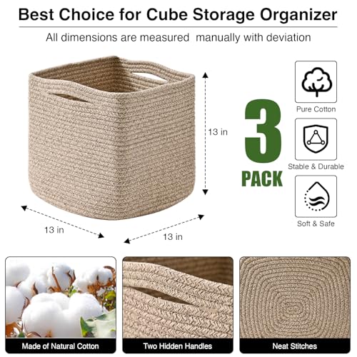 13 Inch Cube Closet Storage Bins 13x13x13 in (3 Count)