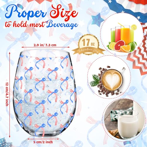 2 Pack 4th of July Stemless Wine Glasses 17oz Patriotic (2 Count)