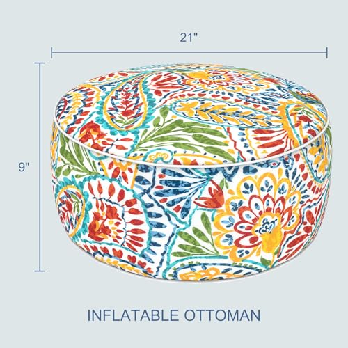 Indoor Outdoor Inflatable Ottoman with Handle D21 x H9 Inch