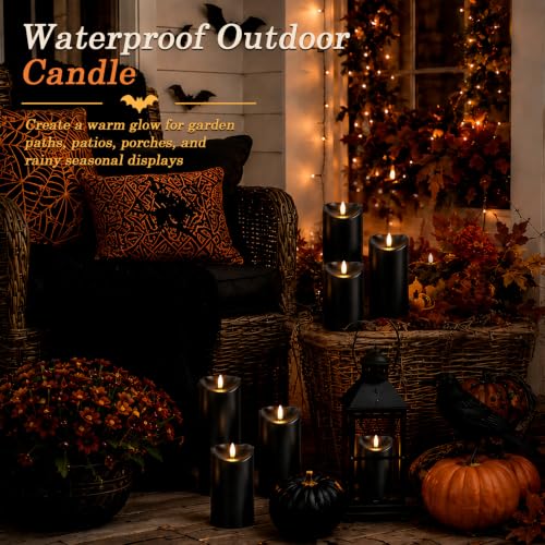 Halloween Black Waterproof LED Candles with Remote Timer