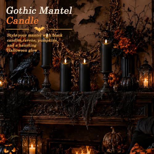 Halloween Black Waterproof LED Candles with Remote Timer