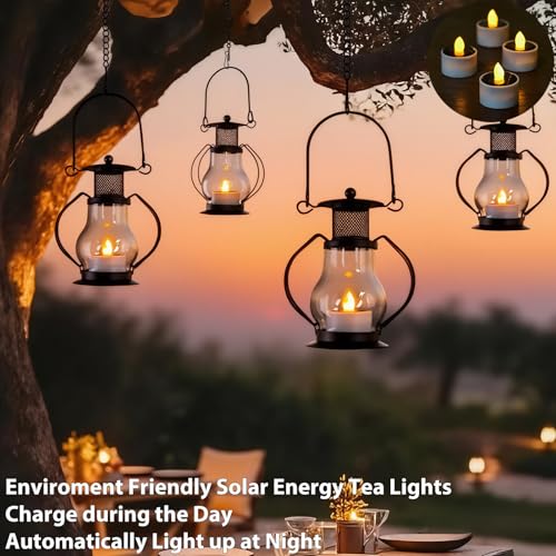 Solar Hanging Lanterns Outdoor Waterproof (4 Count)