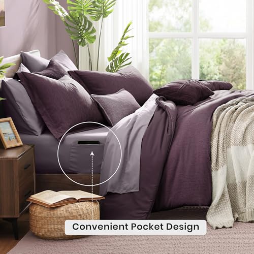 Super King Plus Comforter Set 7 Pieces Italian Plum Bed in a Bag