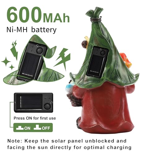 Gnome Solar Garden Statue with 3 LED Lights
