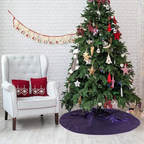 Sequin Tree Skirt 36 Inch Purple Ornament Christmas Decoration