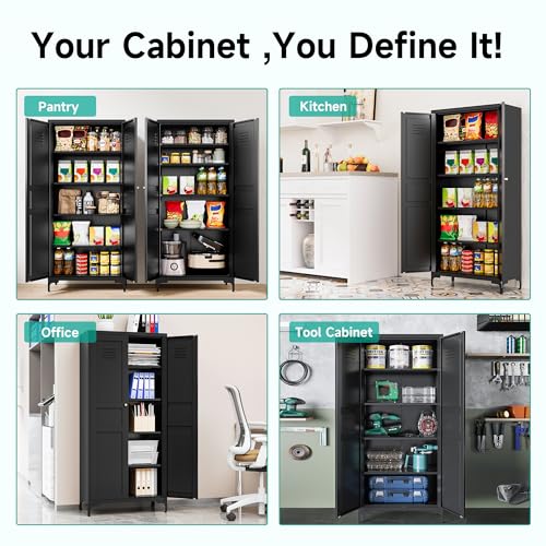 Metal Storage Cabinet with Doors and Shelves