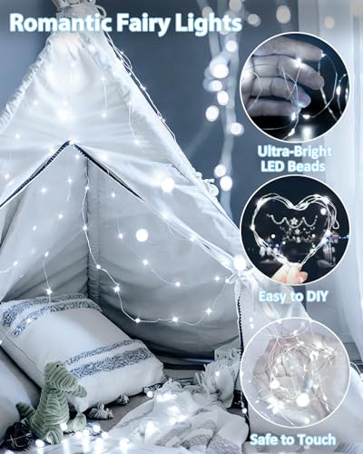 2 Pack 100 LED Fairy Lights Battery Operated with Remote