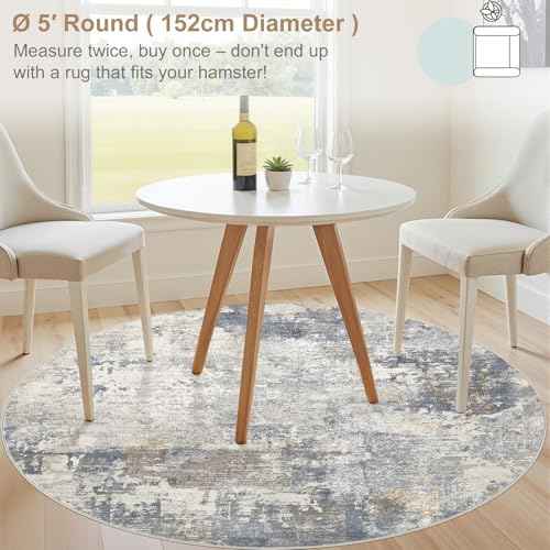 5ft Round Area Rug Living Room Rugs (19.635 Sq Ft)