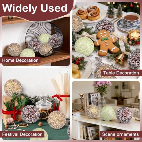 3 Pcs Mosaic Glass Orbs Decorative Balls (3 Count)