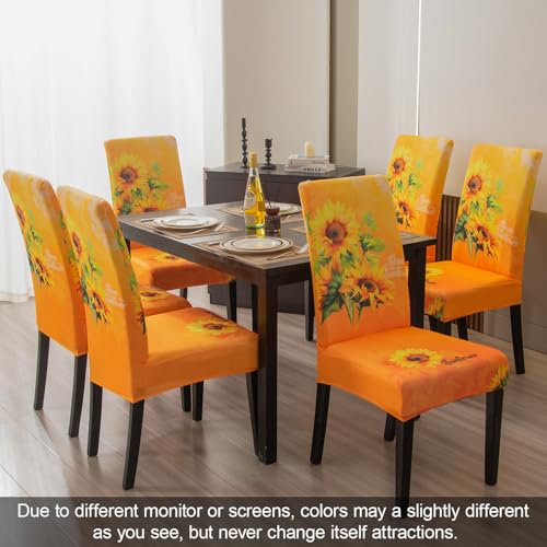 Sunflower Chair Covers for Dining Room Set of 6