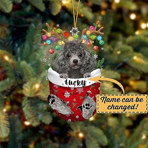 Silver Miniature Poodle Dog Christmas Ornament