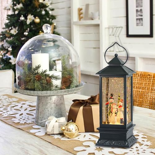 Snowman Singing Snow Globe Lantern with 6 Hour Timer