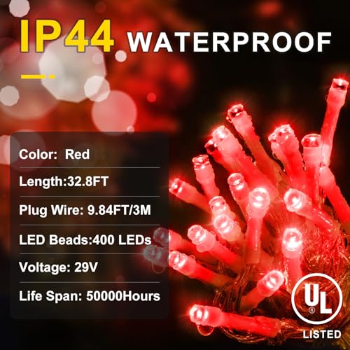 Christmas Lights Outdoor Decorations 33ft 400 LED Hanging Light