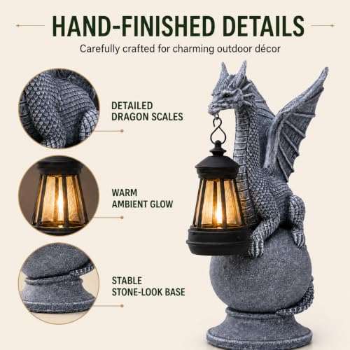 Solar Dragon Garden Statue with Lantern